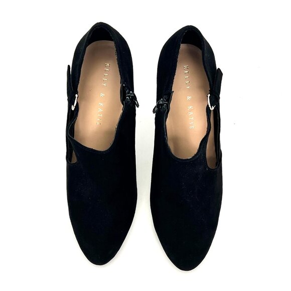 Kelly & Katie Black Chayse Almond Toe Side Cutout High Heels Womens 7M Zippered - Picture 2 of 16
